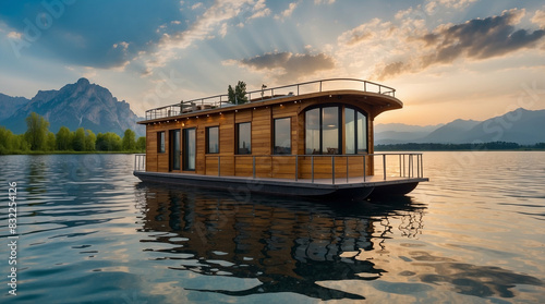 Houseboat with new look in the sea photo