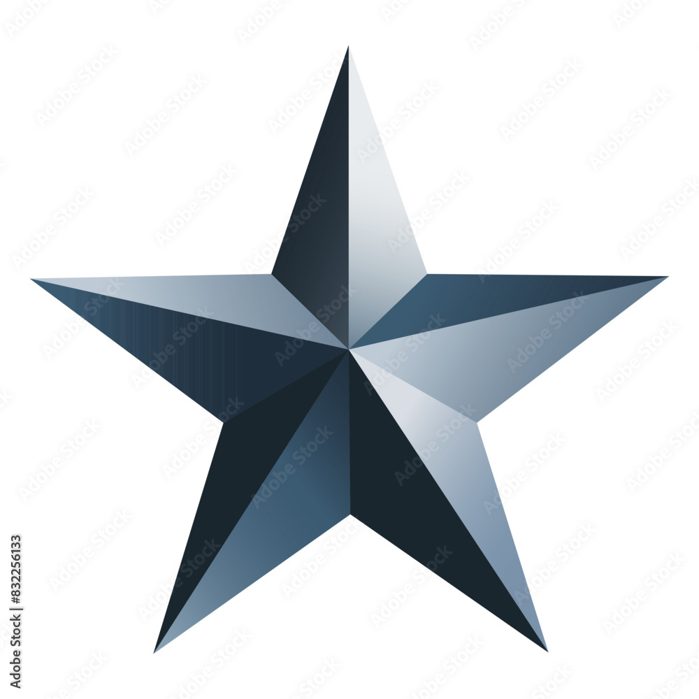 Obraz premium Blue 3d shining star. Vector illustration Blue 3d star icon vector illustration. Isolated on white background