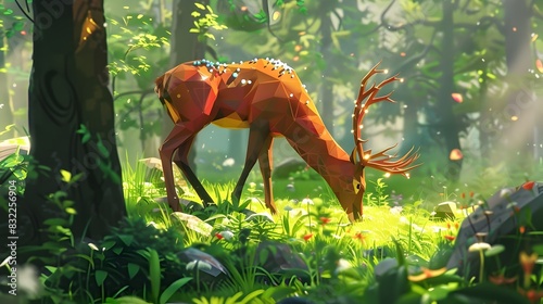 Enchanting Deer Amidst Lush Woodland Greenery in Natural Habitat