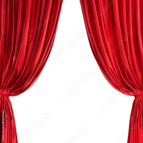 Red theatre curtains on white background