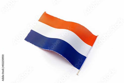 Netherlands flag sticker on white background with rustic edges