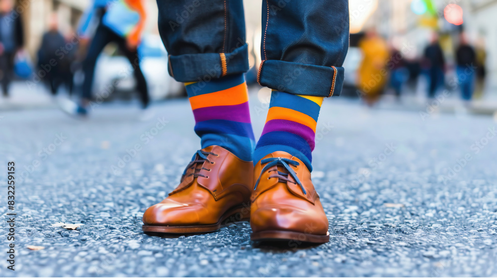 Multicolored socks. Socks in rainbow colors.