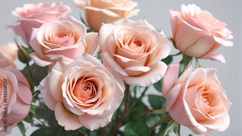 Graceful Rose Bouquet: Elegant Blooms in Soft and Subtle Tints, Generative AI Graceful Rose Bouquet: Elegant Blooms in Soft and Subtle Tints, Generative AI