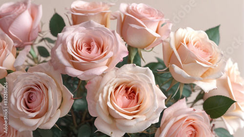 Graceful Rose Bouquet  Elegant Blooms in Soft and Subtle Tints  Generative AI