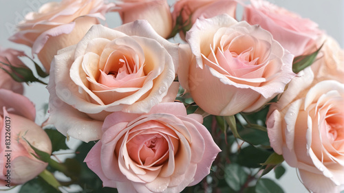 Graceful Rose Bouquet  Elegant Blooms in Soft and Subtle Tints  Generative AI