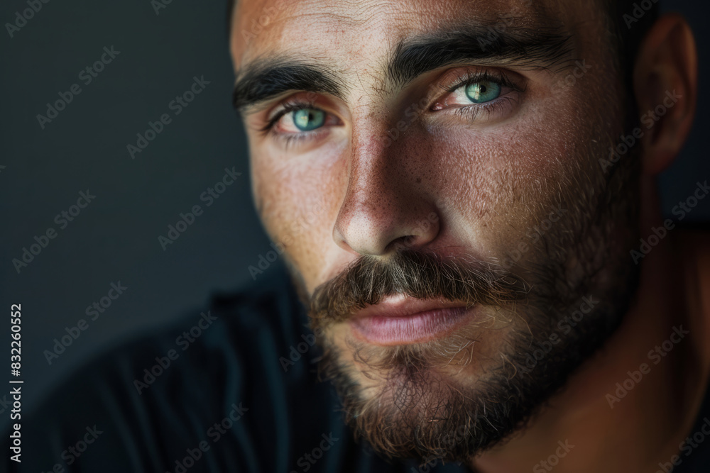 Close-up portrait of a handsome man with green eyes Close-up portrait of a handsome man with green eyes