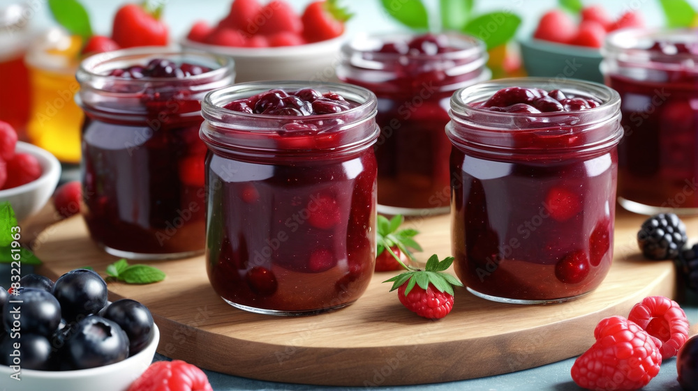 Berry Bonanza Jams: A Sumptuous Selection of Homemade Berry Preserves, Generative AI Berry Bonanza Jams: A Sumptuous Selection of Homemade Berry Preserves, Generative AI