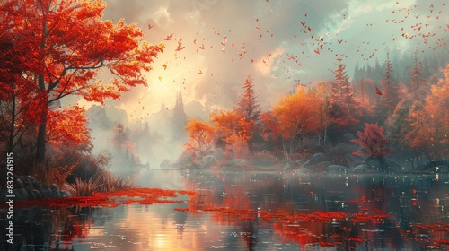 The beauty of autumnal landscapes captivates the senses, evoking feelings of nostalgia and wonder. photo