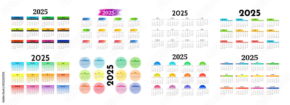 Calendar for 2025 isolated on a white background Calendar for 2025 isolated on a white background