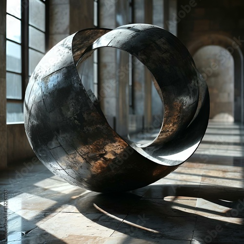 AI generated illustration of a modern metallic sculpture