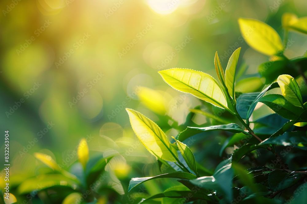 Fresh Green Leaves with Sunlight in Background Fresh Green Leaves with Sunlight in Background