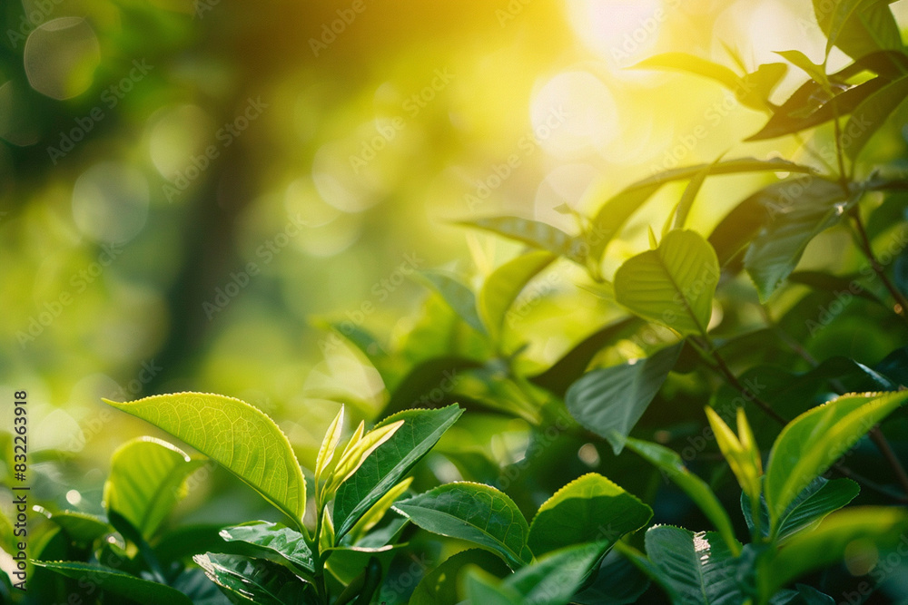 Fresh Green Leaves with Sunlight in Background Fresh Green Leaves with Sunlight in Background
