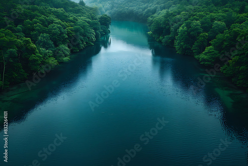Majestic Riverscape Vista - Serene Lakeside Reflections