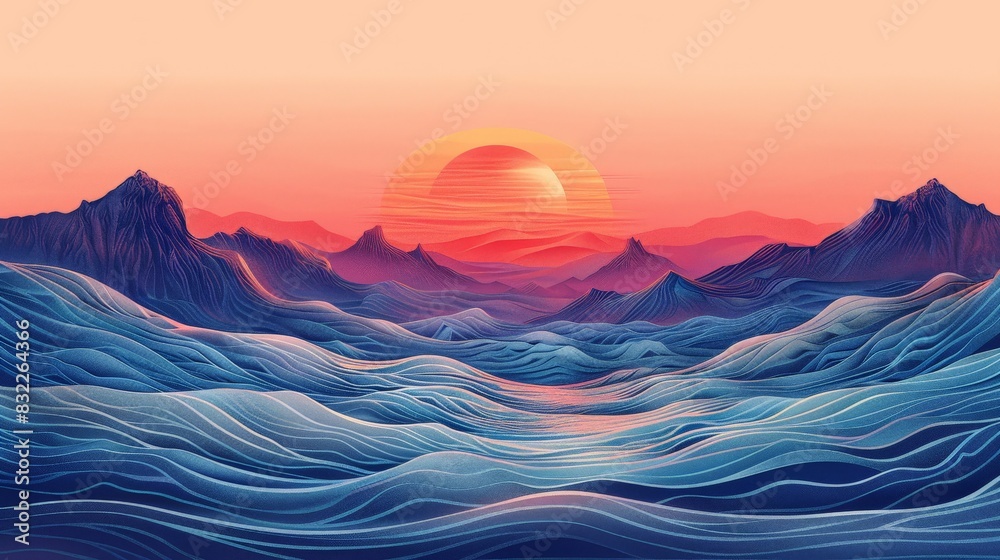 Dive into the world of topographic illustration with this captivating 
