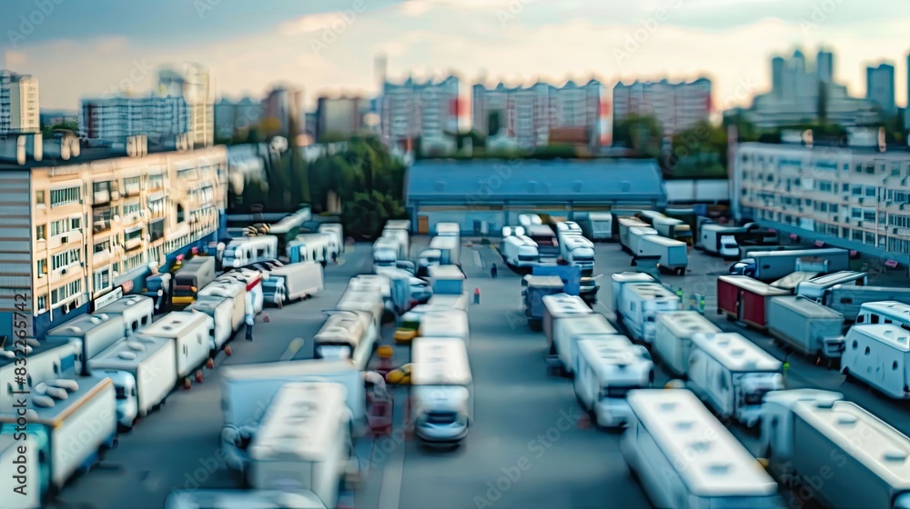 Fototapeta premium Urban Chaos: City Street Bustling With Traffic Amid Skyscrapers