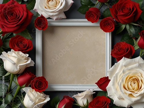 Happy Valentines Day rose frame background