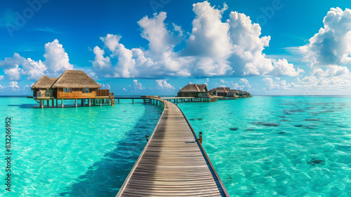 Luxory water villas with landing stage