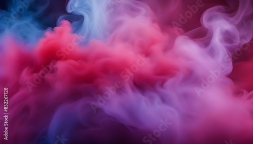 Dramatic smoke and fog in contrasting vivid red, blue, and purple colors. Vivid and intense abstract background or wallpaper.