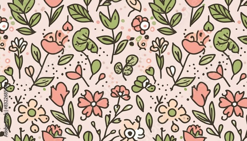 Wallpaper Mural seamless pattern with flowers Torontodigital.ca