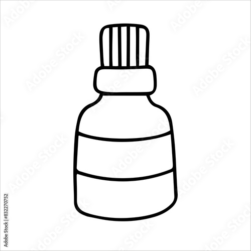 vector doodle illustration, jar with lid, outline drawing