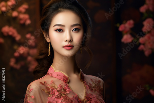 AI generated portrait of lovely adorable woman holiday celebration festive evening event