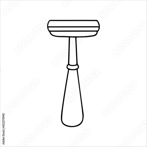 vector doodle illustration, razor blade, outline drawing