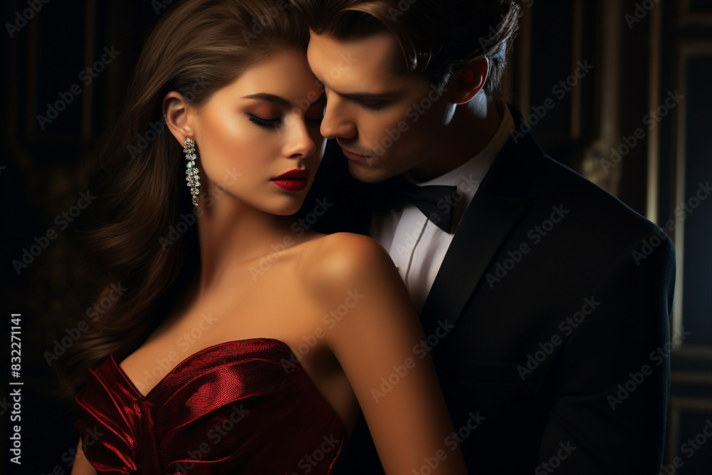 AI generated image of elegant glamour couple romantic moment AI generated image of elegant glamour couple romantic moment