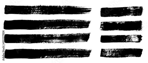 Brush strokes vector. Set of text boxes. Paintbrush collection. Grunge design elements. Dirty texture banners. Painted rectangles and long strokes