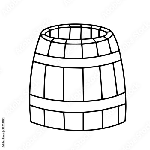 vector doodle illustration of a wooden barrel