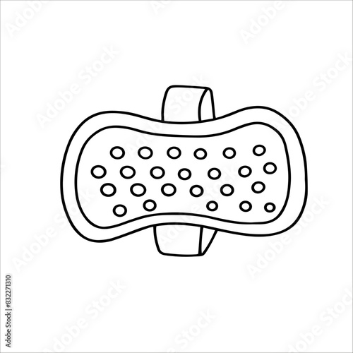 vector doodle illustration, body washcloth, outline drawing