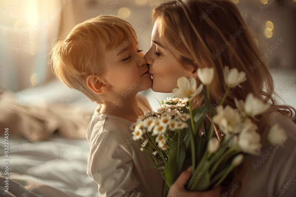 Happy mother's day celebration conceptual picture with mother and her child made by Generative AI technology Happy mother's day celebration conceptual picture with mother and her child made by Generative AI technology