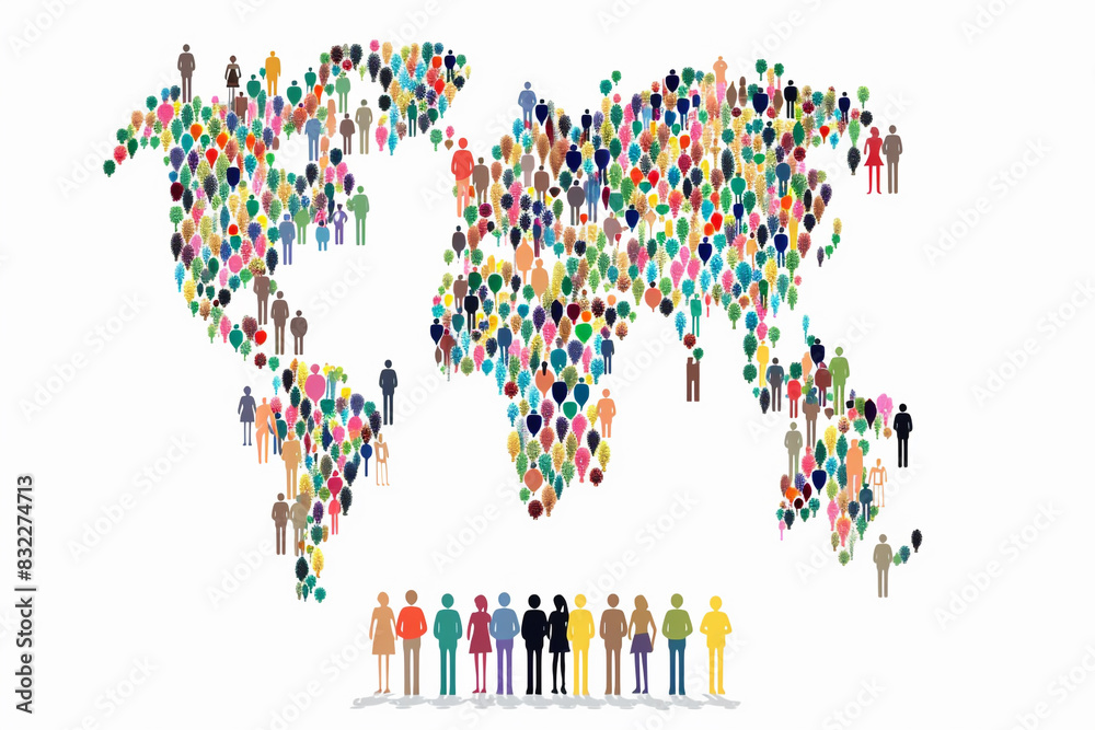 Fototapeta premium World Population Day themed clipart on white, designed to draw attention and convey importance.