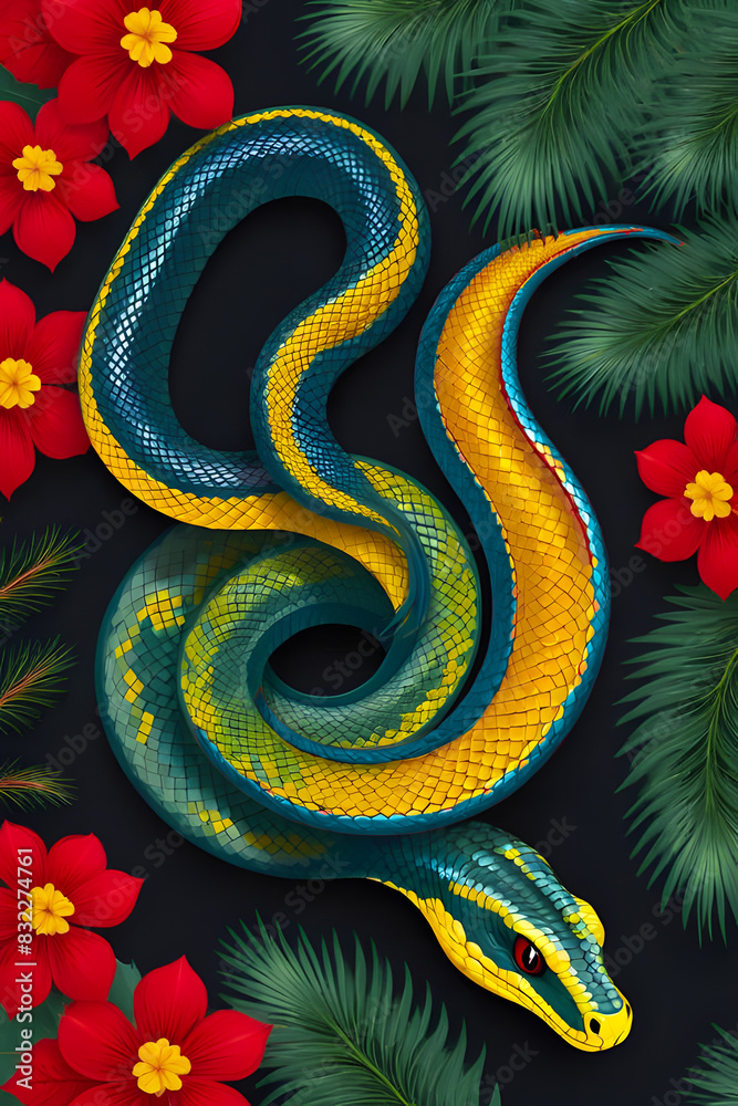 green snake as a symbol of the new year, background image.. green snake as a symbol of the new year, background image..