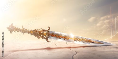 Highlight a collection of exotic scimitars and sab antique weapons sword collection with blurred background
 photo