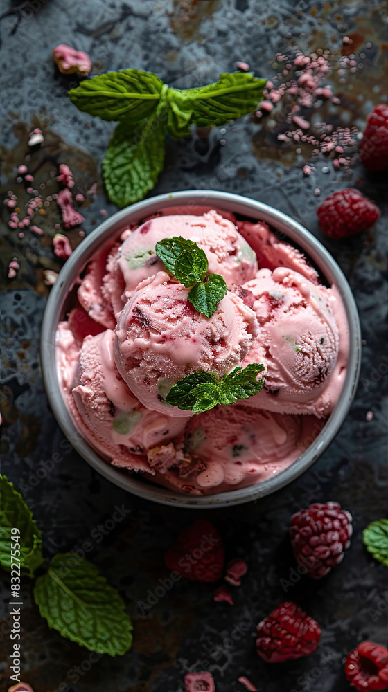 cranberry and mint ice-cream 