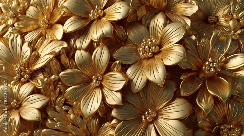pattern of golden flowers with many petals. © Free