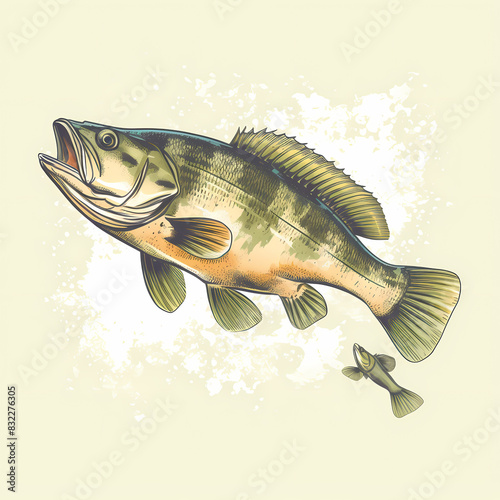 Bass fish big perch fishing design element vector image