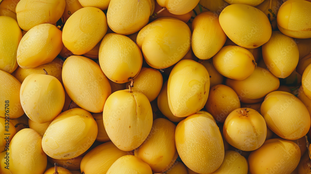 Close-up stack of mangot fruits. top view, flat lay, beauty in nature concept Close-up stack of mangot fruits. top view, flat lay, beauty in nature concept