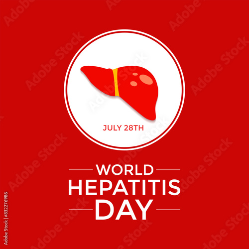 Vector illustration of World Hepatitis Day ,July 28.  Hand with liver and ribbon design illustration. Banner poster, flyer and background design.