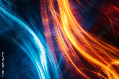 Artistic Representation of Colorful Light Streaks in Blue and Orange