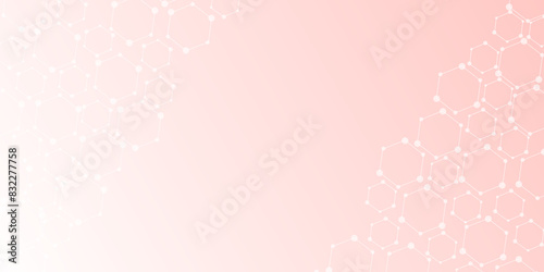 Vibrant polygonal background template. Light Pink vector pattern with white hexagons. Pop art background with hexagon in retro comic style. Vector illustration. Technology, molecular and science.
