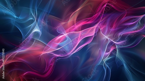 A colorful, abstract image of a purple and blue flame