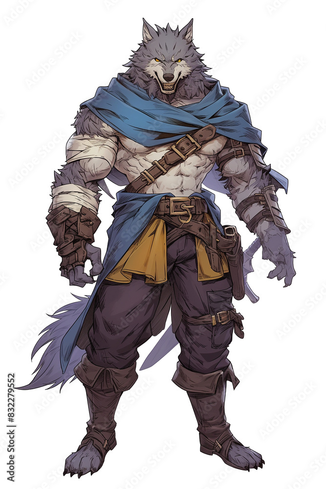 A ferocious cartoon werewolf, full body, standing menacingly on a transparent background. A ferocious cartoon werewolf, full body, standing menacingly on a transparent background.