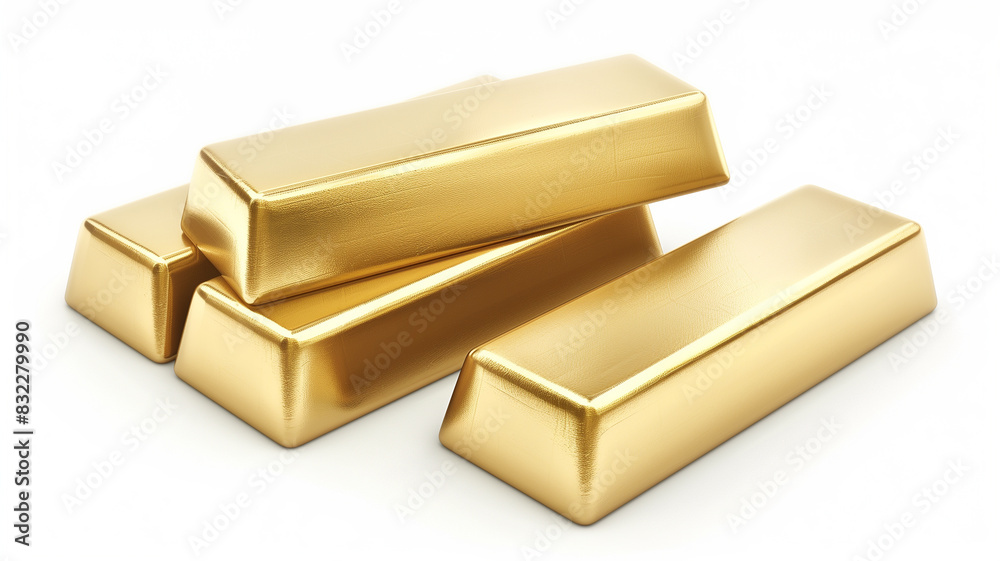 Stack of gold bars or ingots isolated on white background. Stack of gold bars or ingots isolated on white background.
