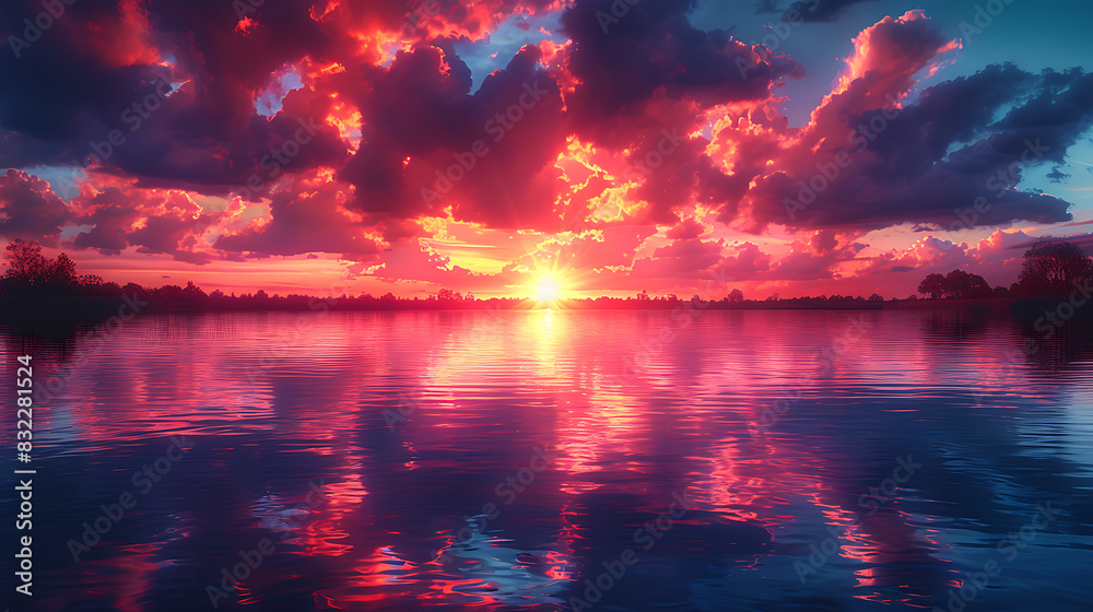 Enchanting Sunset Reflections: Serene Lakes & Rivers Landscape