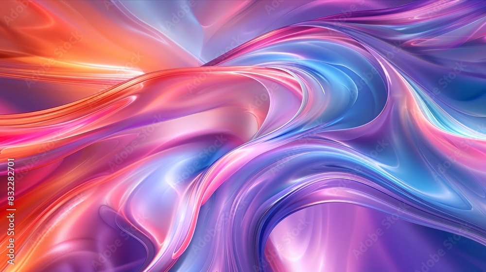 Iridescent abstract swirl with glossy finish blending vibrant colors Iridescent abstract swirl with glossy finish blending vibrant colors