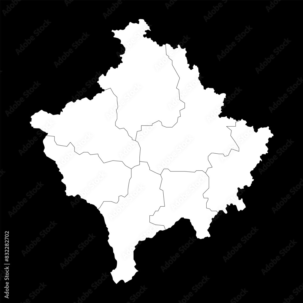 Kosovo map with districts. Vector illustration. Kosovo map with districts. Vector illustration.