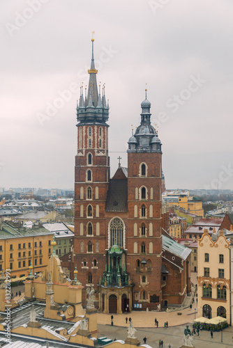 November 22  2023. Krakow  Poland. View of St. Mary s Basilica.