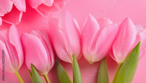 pink tulips on a pink background closeup macro photography