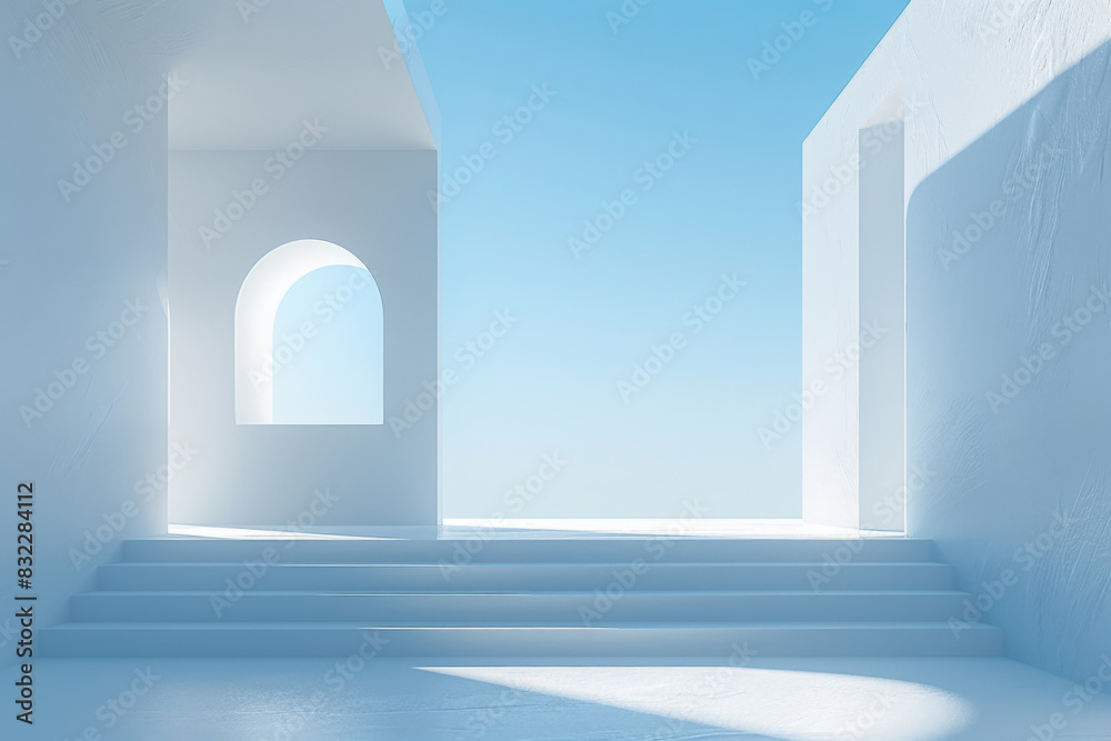 Fototapeta premium Concrete outdoor square building,Empty architectural background.